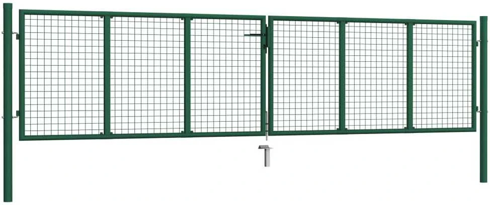 Tinkliniai sodo vartai, žalios spalvos, 390x100cm, plienas