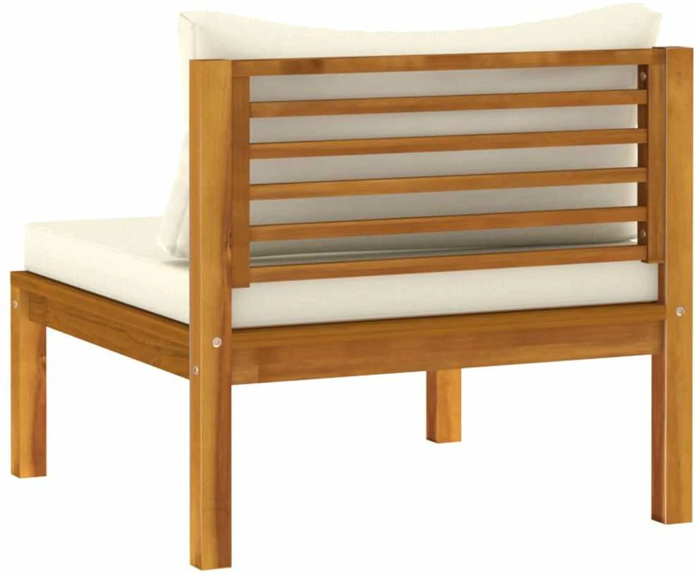 Trivietė sodo sofa su kreminėmis pagalvėlėmis, akacijos masyvas