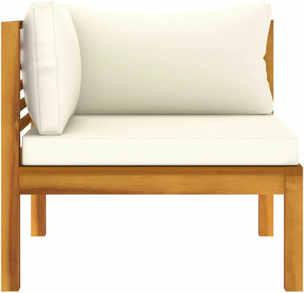 Trivietė sodo sofa su kreminėmis pagalvėlėmis, akacijos masyvas