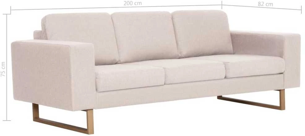 Trivietė sofa, kreminės spalvos, audinys