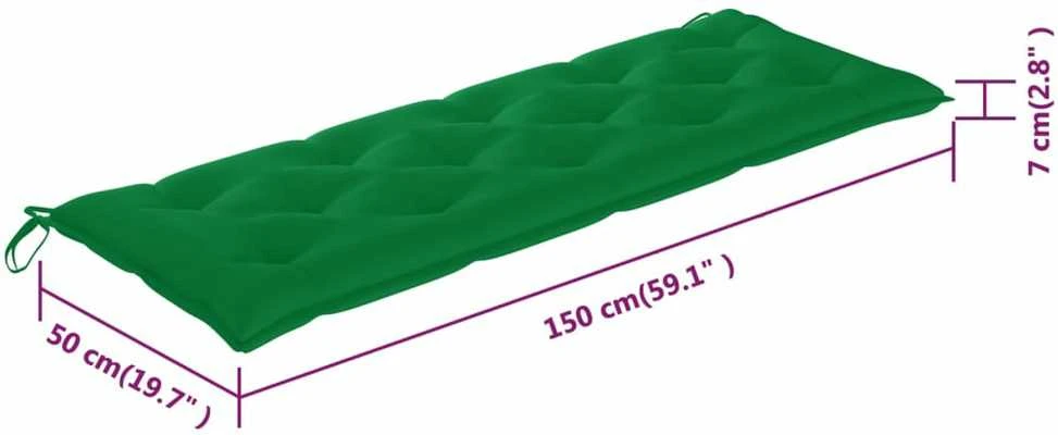 Trivietis sodo suoliukas su pagalvėle, 150cm, eukalipto masyvas