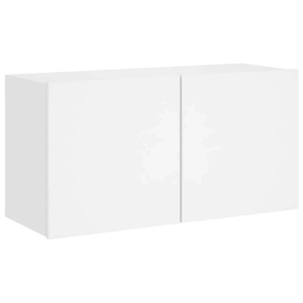 TV staliukas Prie sienos montuojama TV spintelė, baltos spalvos, 80x30x41cm