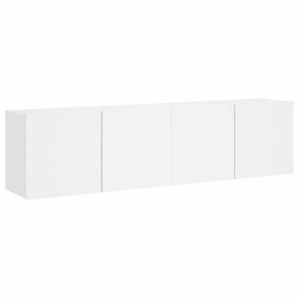 TV staliukas Prie sienos montuojamos TV spintelės, 2vnt., baltos, 80x30x41cm