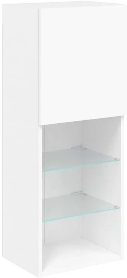 TV staliukas Sieninė TV sekcija su LED, 4 dalių, balta, apdirbta mediena