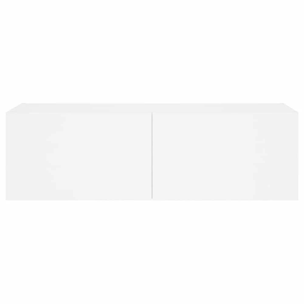 TV staliukas Sieninė TV spintelė su LED lemputėmis, balta, 100x35x31cm