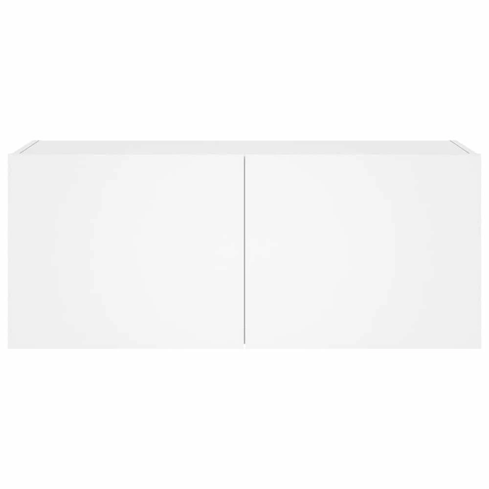 TV staliukas Sieninė TV spintelė su LED lemputėmis, balta, 100x35x41cm