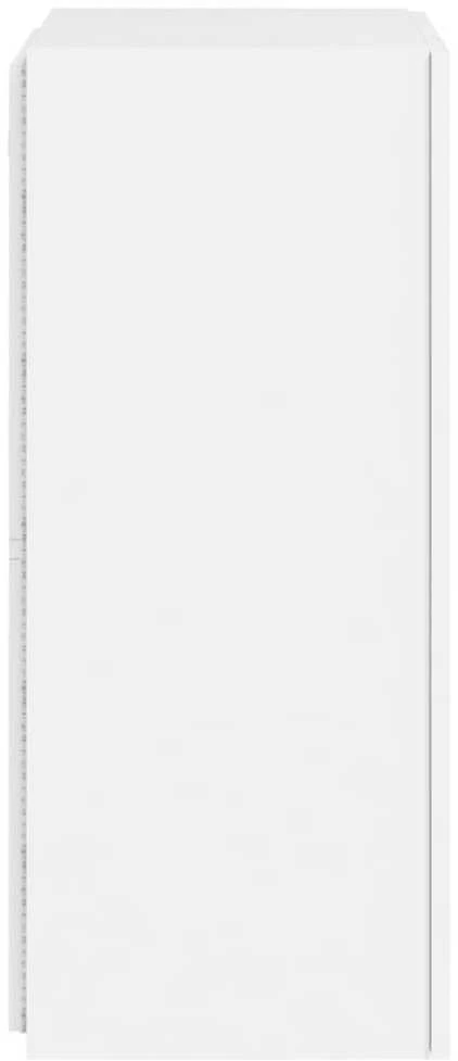 TV staliukas Sieninė TV spintelė su LED lemputėmis, balta, 40,5x35x80cm