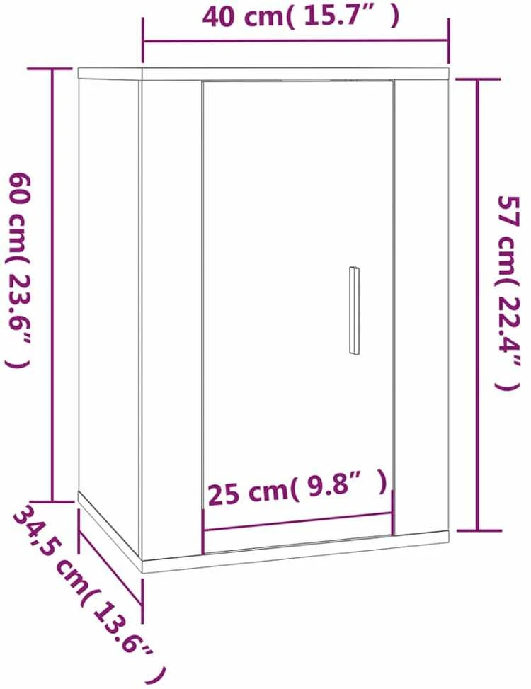 Sieninės televizoriaus spintelės, 2vnt., baltos, 40x34,5x60cm