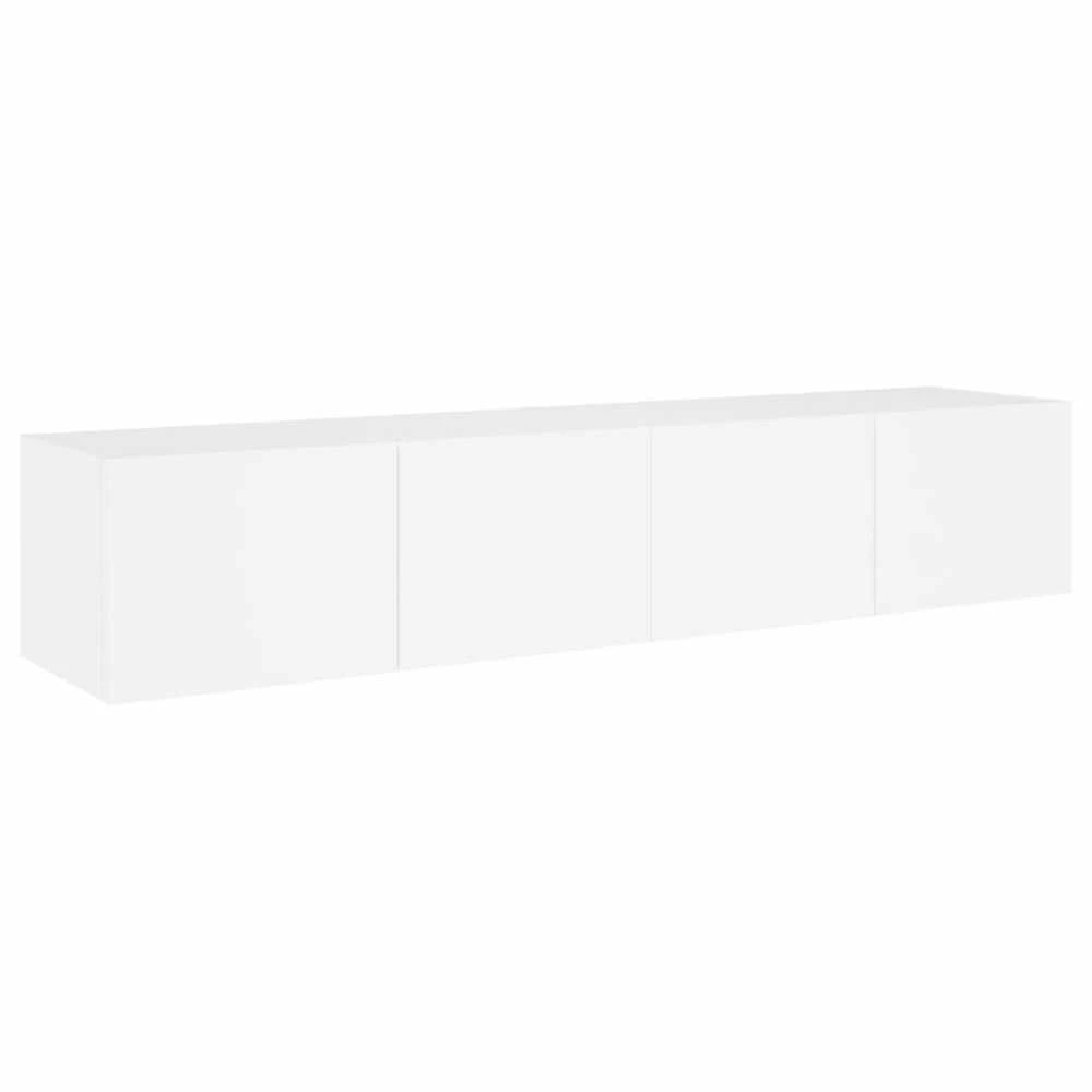 TV staliukas Sieninės TV spintelės su LED, 2vnt., baltos, 80x35x31cm