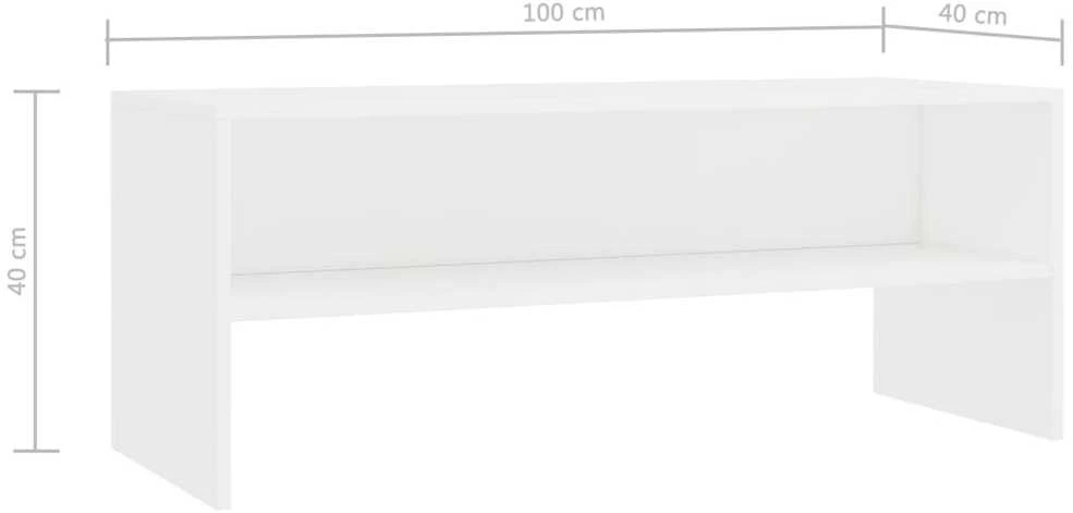 TV staliukas Televizoriaus spintelė, balta, 100x40x40cm, apdirbta mediena