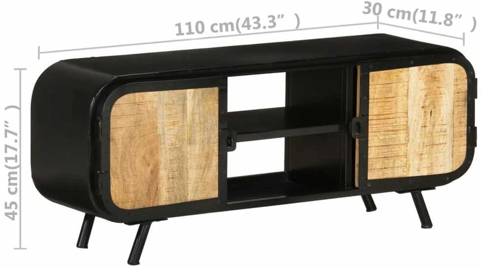 TV staliukas Televizoriaus spintelė, 110x30x45cm, neapdorota mango mediena