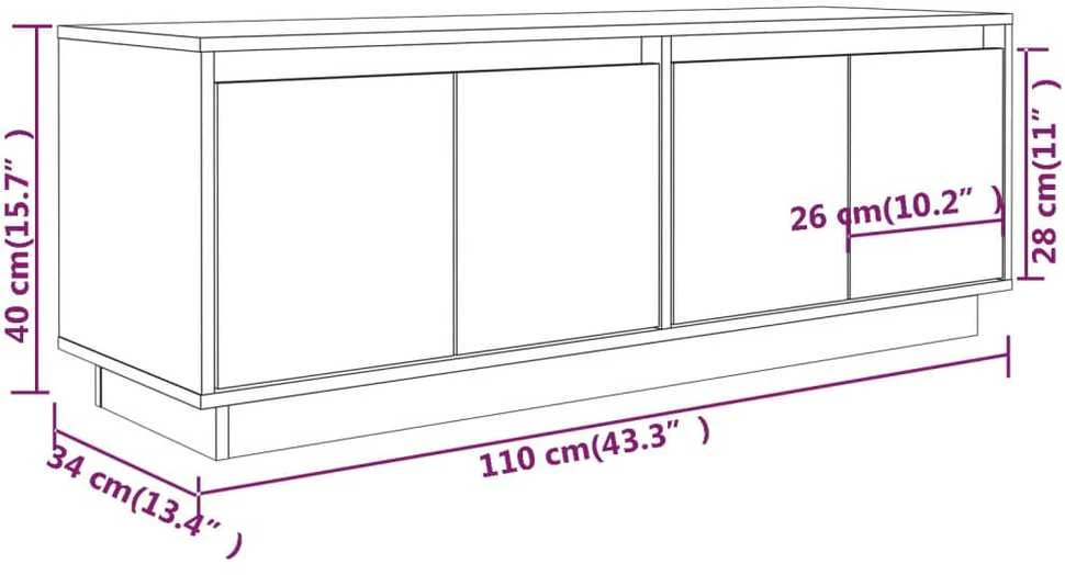 TV staliukas Televizoriaus spintelė, balta, 110x34x40cm, pušies masyvas