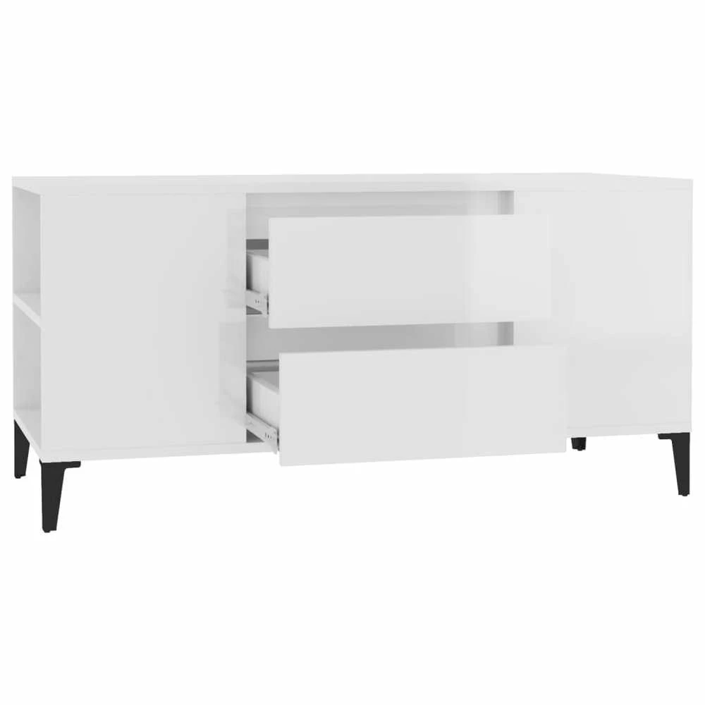 TV staliukas Televizoriaus spintelė, balta, 102x44,5x50cm, mediena, blizgi