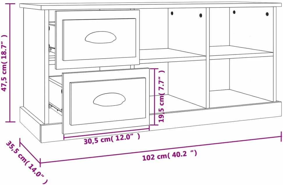 TV staliukas Televizoriaus spintelė, balta, 102x35,5x47,5cm, mediena, blizgi