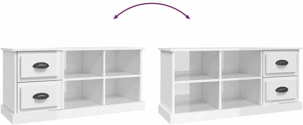 TV staliukas Televizoriaus spintelė, balta, 102x35,5x47,5cm, mediena, blizgi