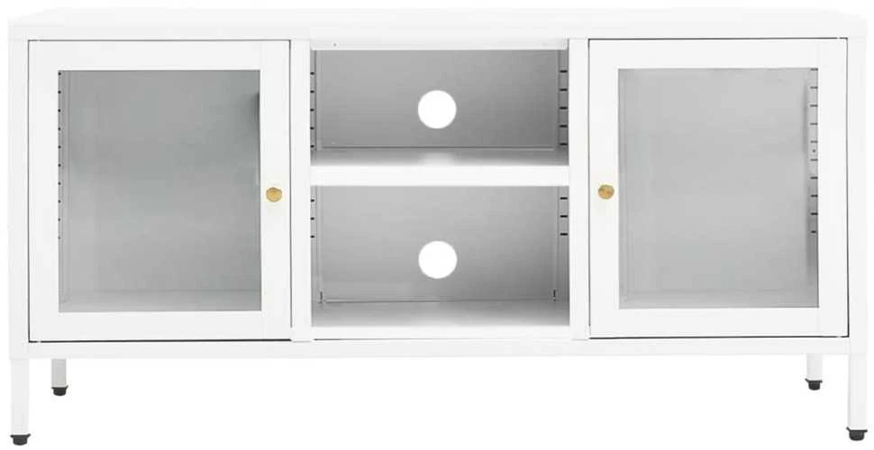 TV staliukas Televizoriaus spintelė, balta, 105x35x52cm, plienas ir stiklas