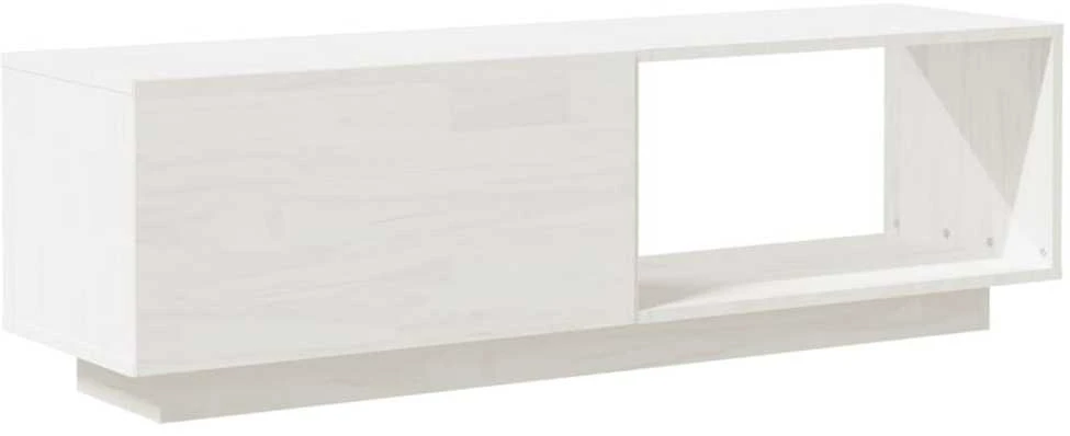 TV staliukas Televizoriaus spintelė, balta, 110x30x33,5cm, pušies masyvas