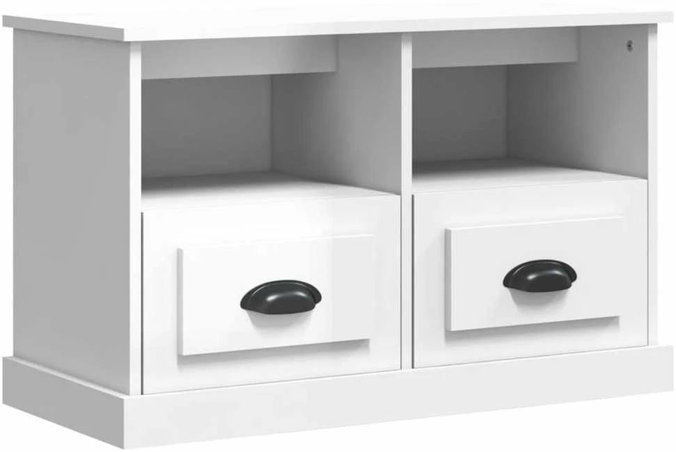 TV staliukas Televizoriaus spintelė, balta, 80x35x50cm, mediena, blizgi