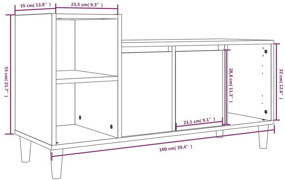 TV staliukas Televizoriaus spintelė, baltos spalvos, 100x35x55cm, mediena