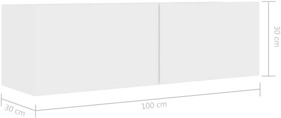 TV staliukas Televizoriaus spintelė, balta, 100x30x30cm, apdirbta mediena