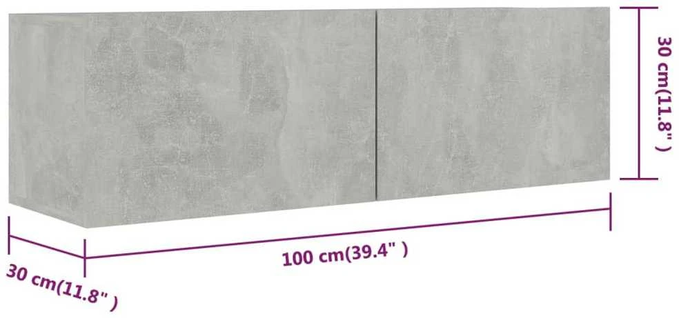 TV staliukas Televizoriaus spintelė, betono, 100x30x30cm, apdirbta mediena