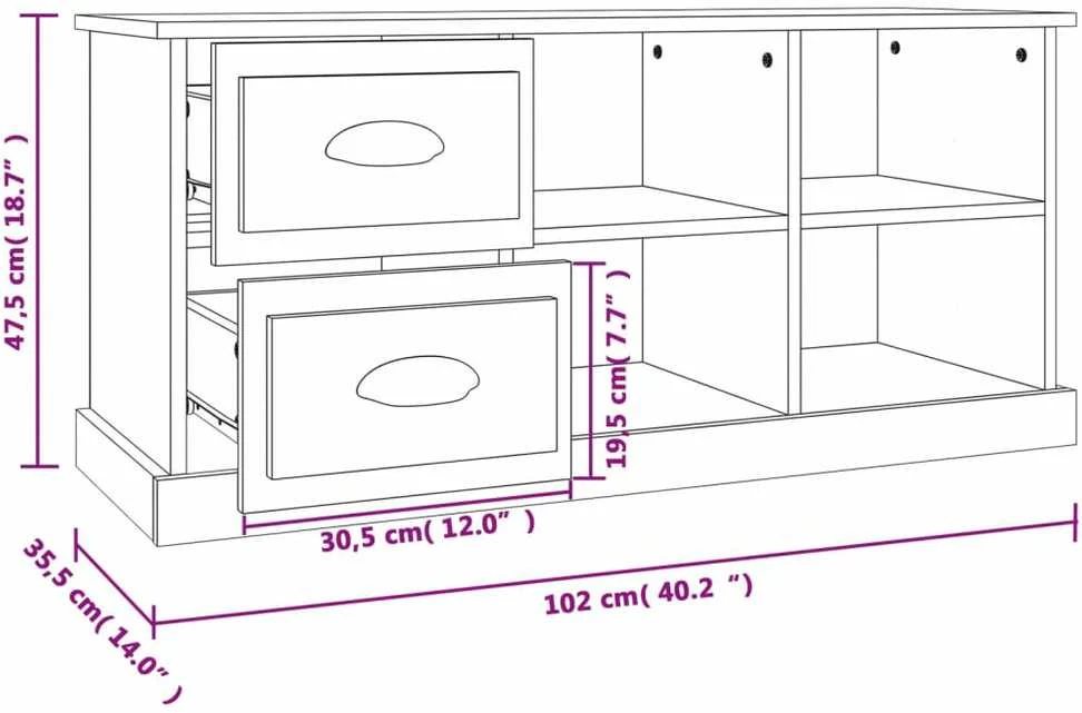 TV staliukas Televizoriaus spintelė, betono pilka, 102x35,5x47,5cm, mediena