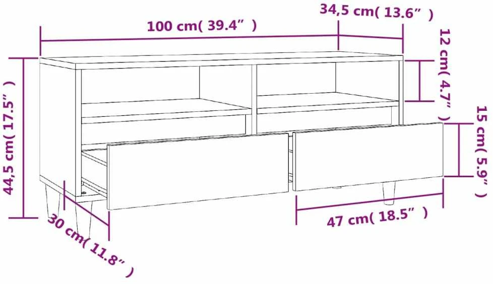 TV staliukas Televizoriaus spintelė, dūminė, 100x34,5x44,5cm, mediena