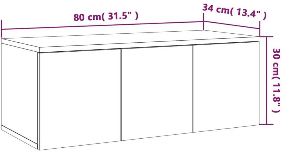 TV staliukas Televizoriaus spintelė, dūminio ąžuolo, 80x34x30cm, mediena
