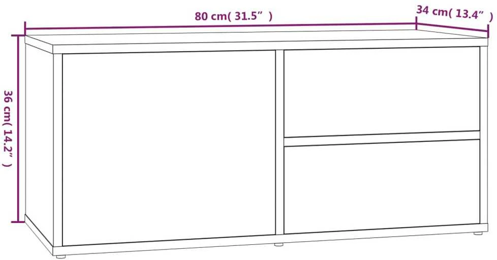 TV staliukas Televizoriaus spintelė, dūminio ąžuolo, 80x34x36cm, mediena