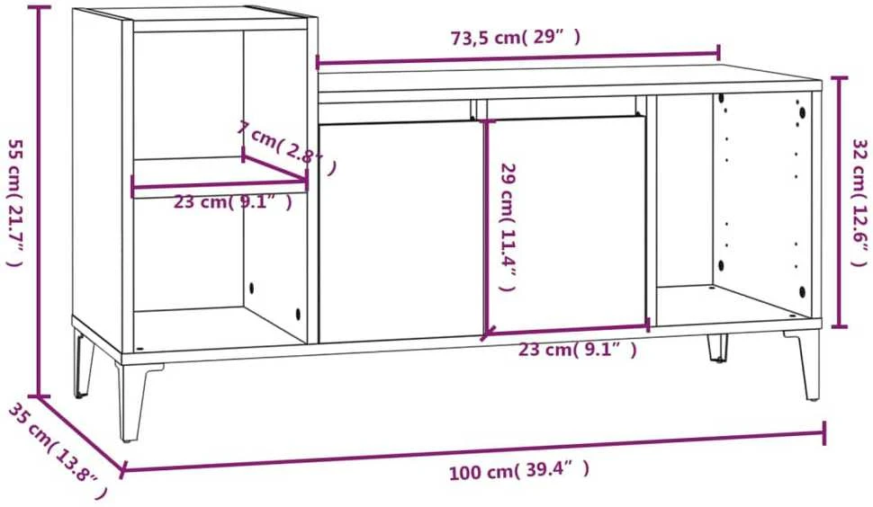 TV staliukas Televizoriaus spintelė, dūminio ąžuolo, 100x35x55cm, mediena