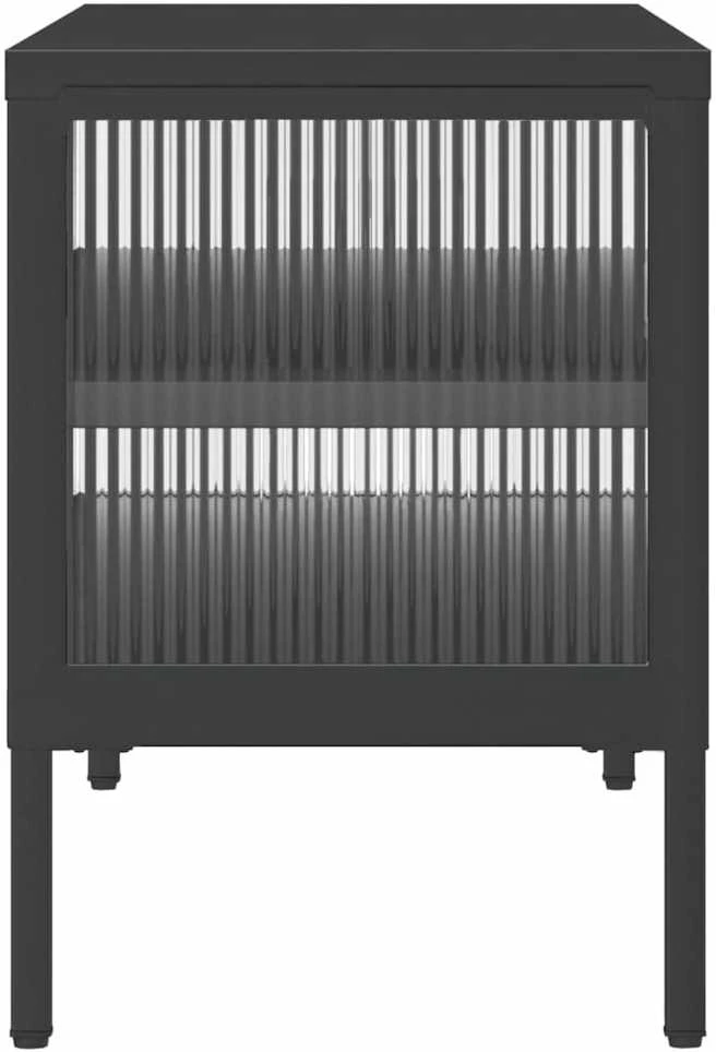 TV staliukas Televizoriaus spintelė, juoda, 105x35x50cm, stiklas ir plienas