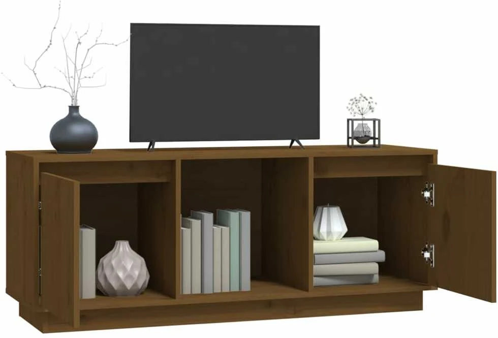 TV staliukas Televizoriaus spintelė, medaus ruda, 110,5x35x44cm, pušis