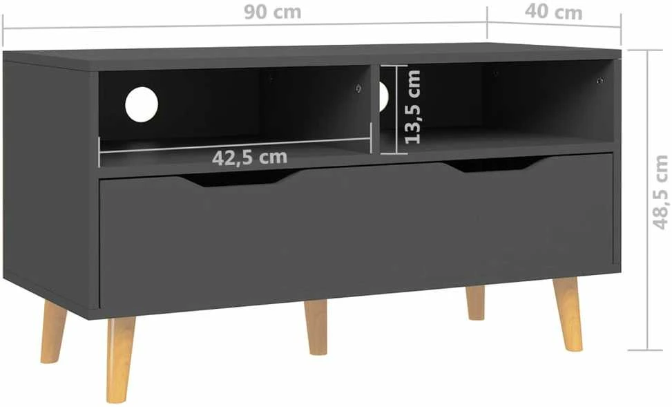 TV staliukas Televizoriaus spintelė, pilka, 90x40x48,5cm, apdirbta mediena