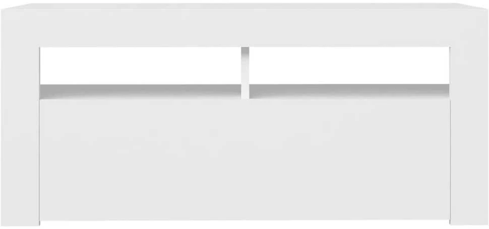 TV staliukas Televizoriaus spintelė su LED apšvietimu, balta, 90x35x40cm