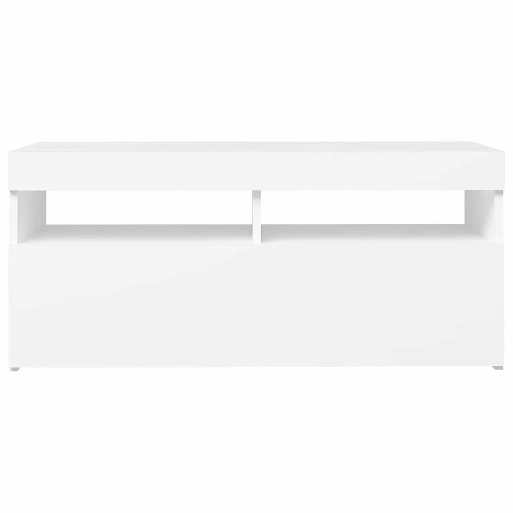 TV staliukas Televizoriaus spintelė su LED apšvietimu, balta, 90x35x40cm