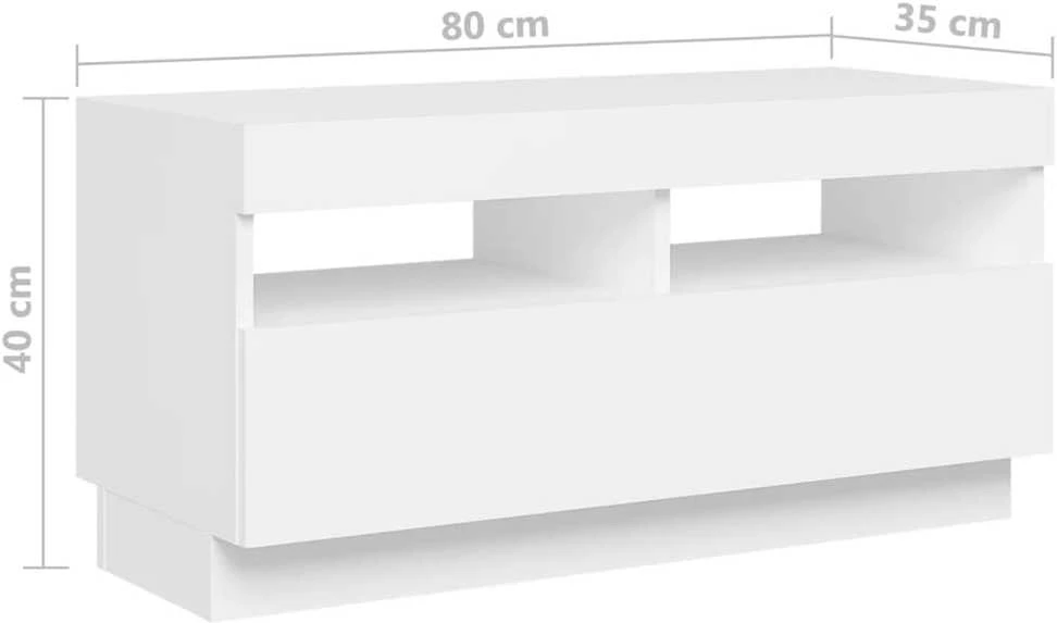 TV staliukas Televizoriaus spintelė su LED apšvietimu, balta, 260x35x40cm
