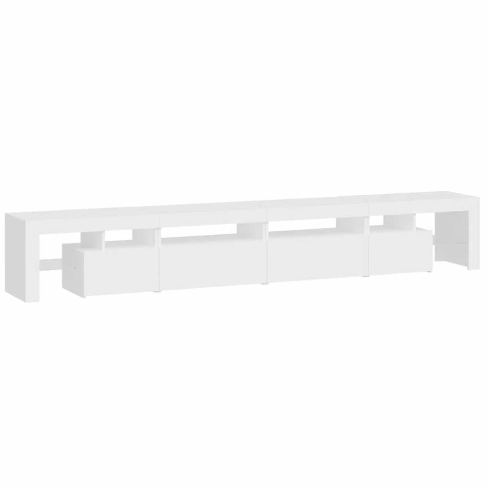TV staliukas Televizoriaus spintelė su LED apšvietimu, balta, 260x36,5x40cm
