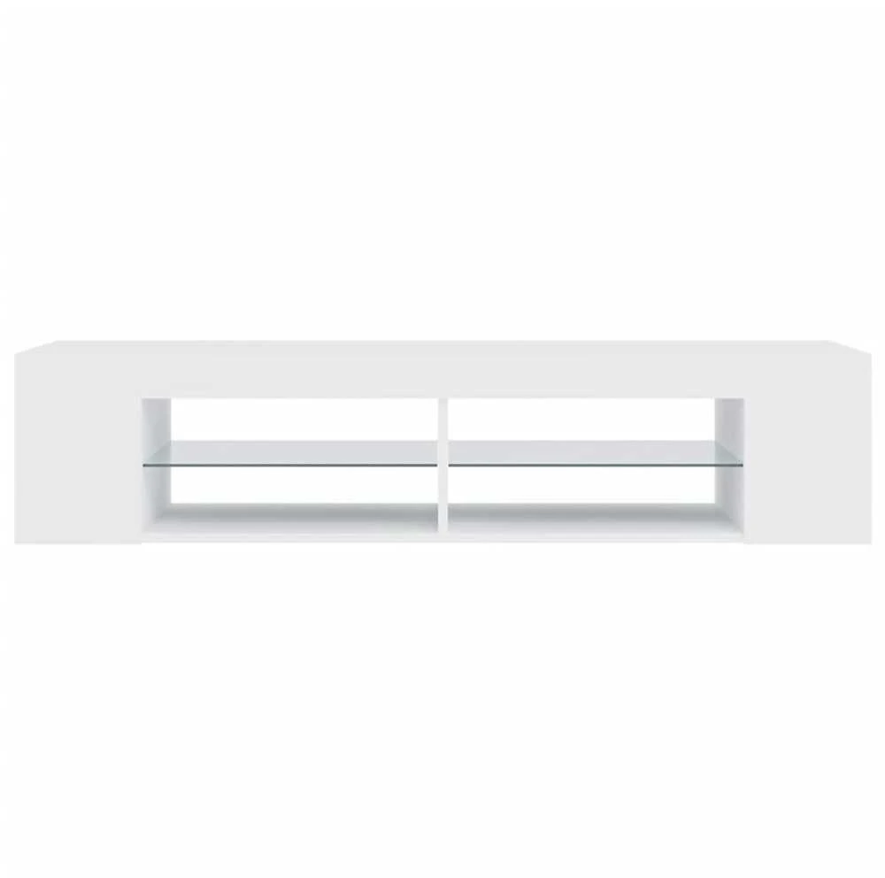TV staliukas Televizoriaus spintelė su LED apšvietimu, balta, 135x39x30cm