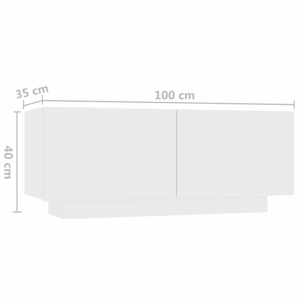 TV staliukas Televizoriaus spintelė su LED apšvietimu, balta, 200x35x40cm