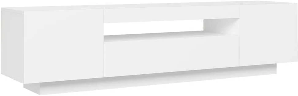 TV staliukas Televizoriaus spintelė su LED apšvietimu, balta, 160x35x40cm