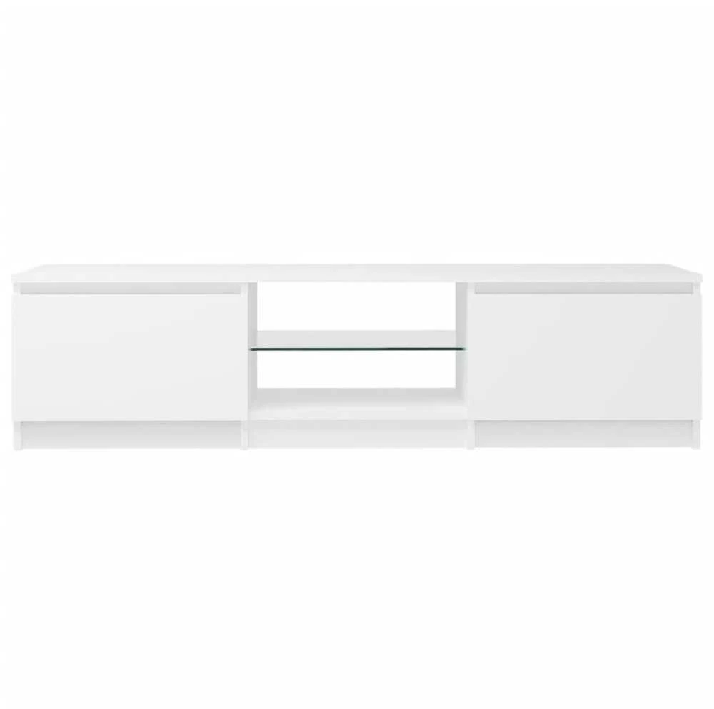 TV staliukas Televizoriaus spintelė su LED apšvietimu, balta, 140x40x35,5cm