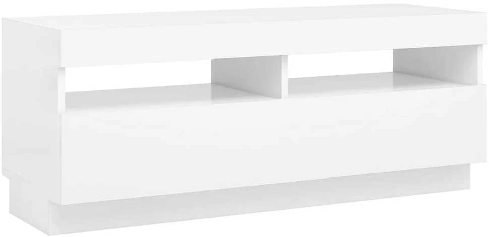 TV staliukas Televizoriaus spintelė su LED apšvietimu, balta, 100x35x40cm