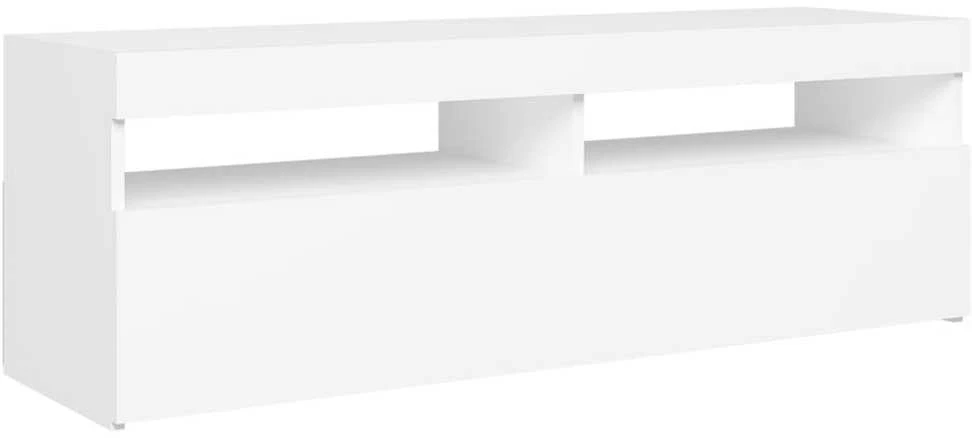 TV staliukas Televizoriaus spintelė su LED apšvietimu, balta, 120x35x40cm