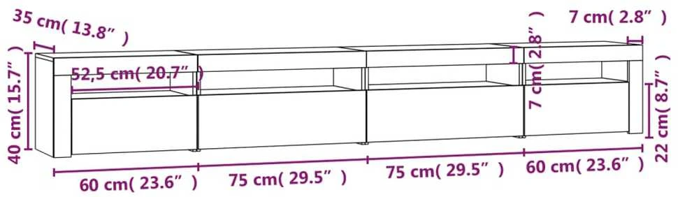 TV staliukas Televizoriaus spintelė su LED apšvietimu, ąžuolo, 270x35x40cm