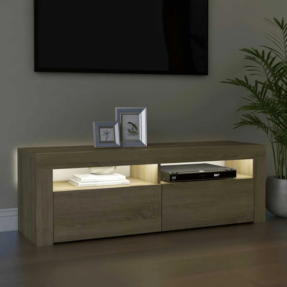 TV staliukas Televizoriaus spintelė su LED apšvietimu, ąžuolo, 120x35x40cm