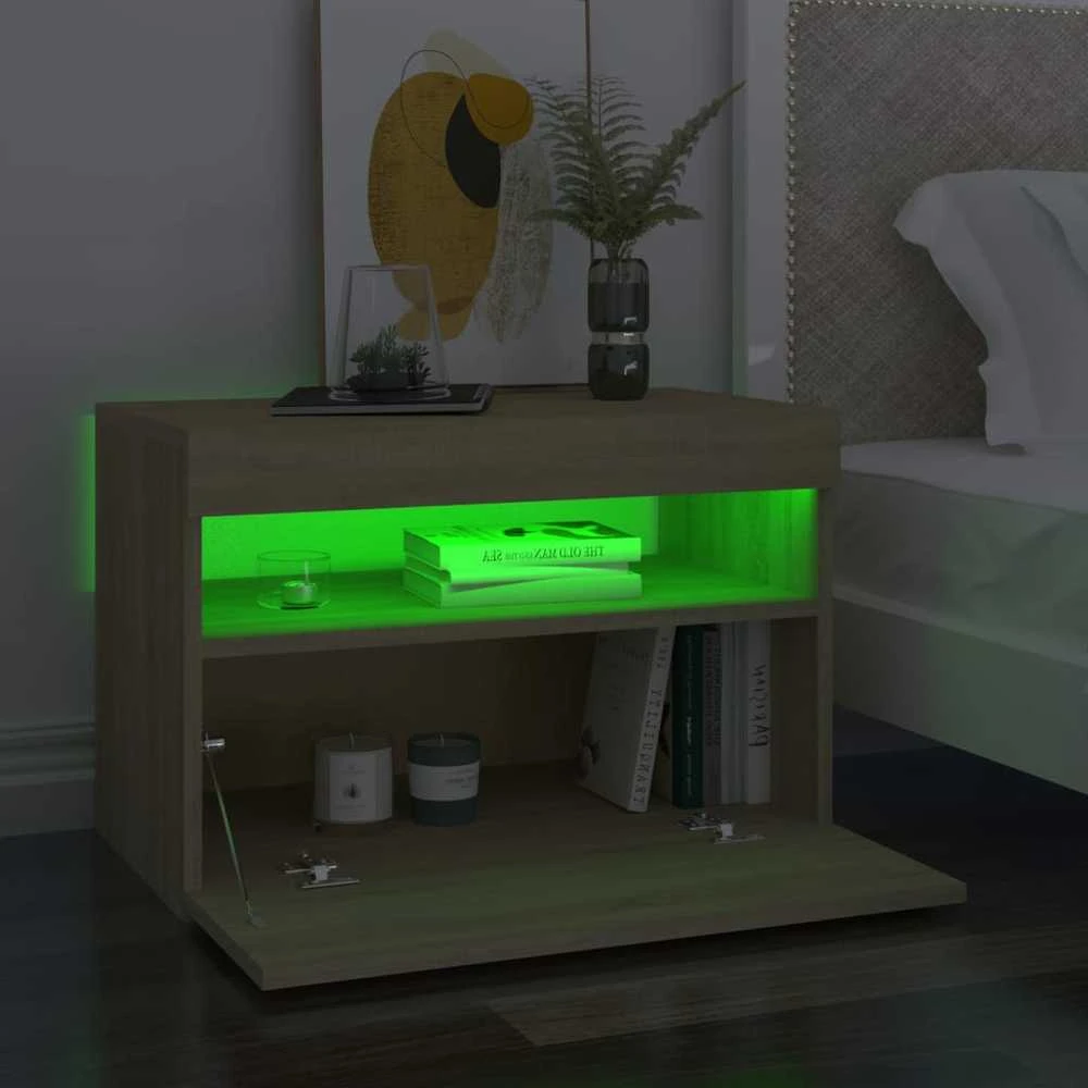 Televizoriaus spintelė su LED apšvietimu, ąžuolo, 60x35x40cm