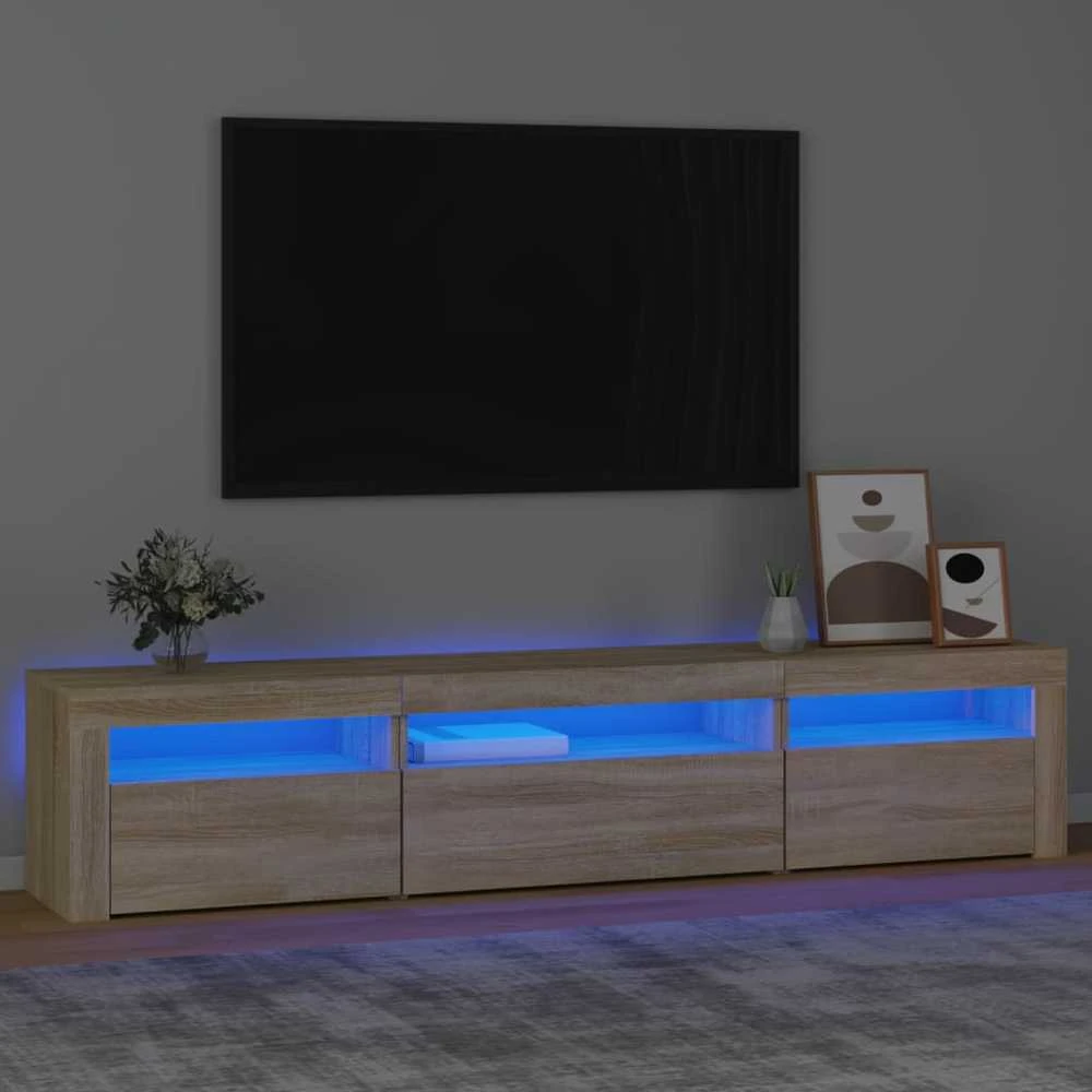 TV staliukas Televizoriaus spintelė su LED apšvietimu, ąžuolo, 195x35x40cm