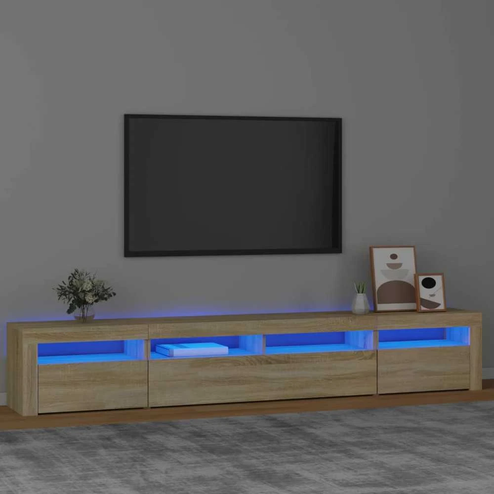 TV staliukas Televizoriaus spintelė su LED apšvietimu, ąžuolo, 240x35x40cm