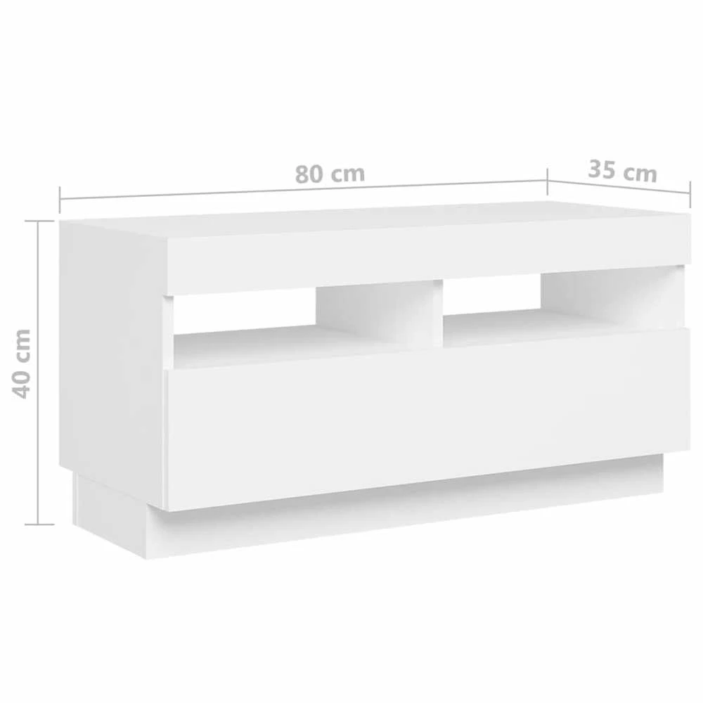 TV staliukas Televizoriaus spintelė su LED apšvietimu, balta, 180x35x40cm