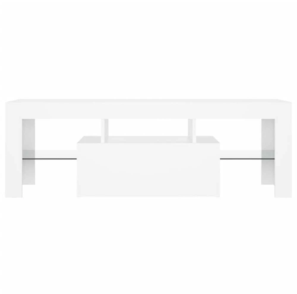 TV staliukas Televizoriaus spintelė su LED apšvietimu, balta, 120x35x40cm